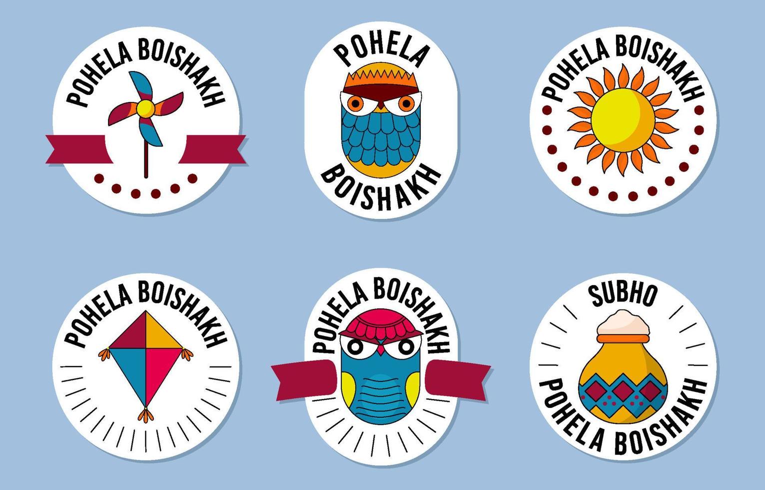 pohela boishakh label set vector