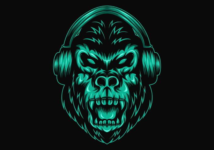 gorilla hoofdtelefoon vector