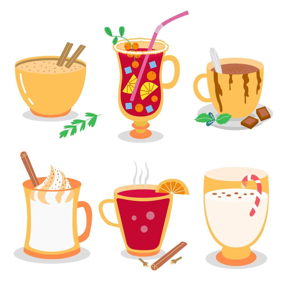 set kerstvakantie drankjes vector