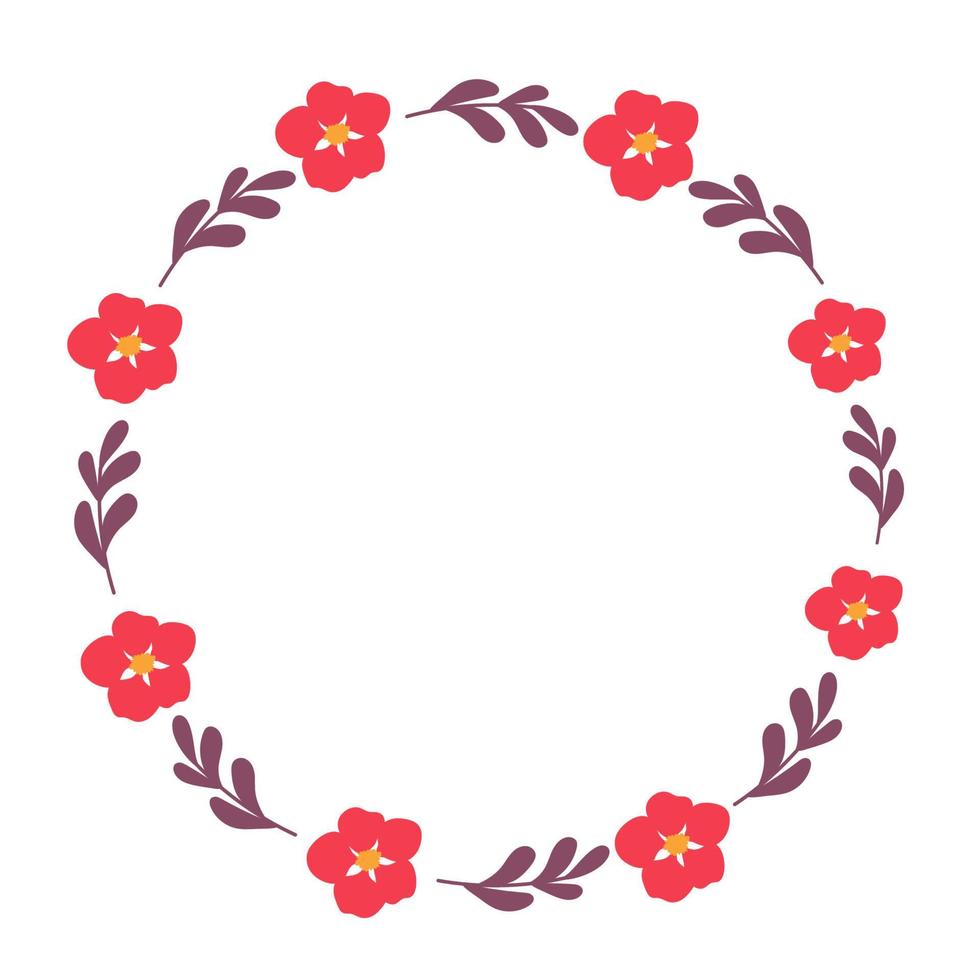 rond frame van zomerbloemen en bladeren vector