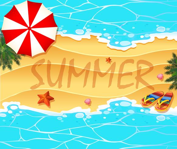 Het themaachtergrond van de zomer met strand en overzees vector