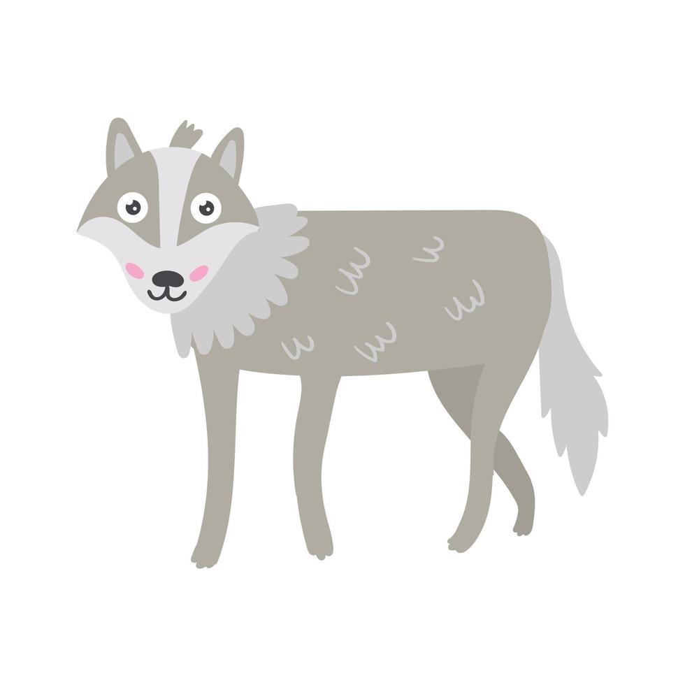 cartoon vector karakter grijze wolf