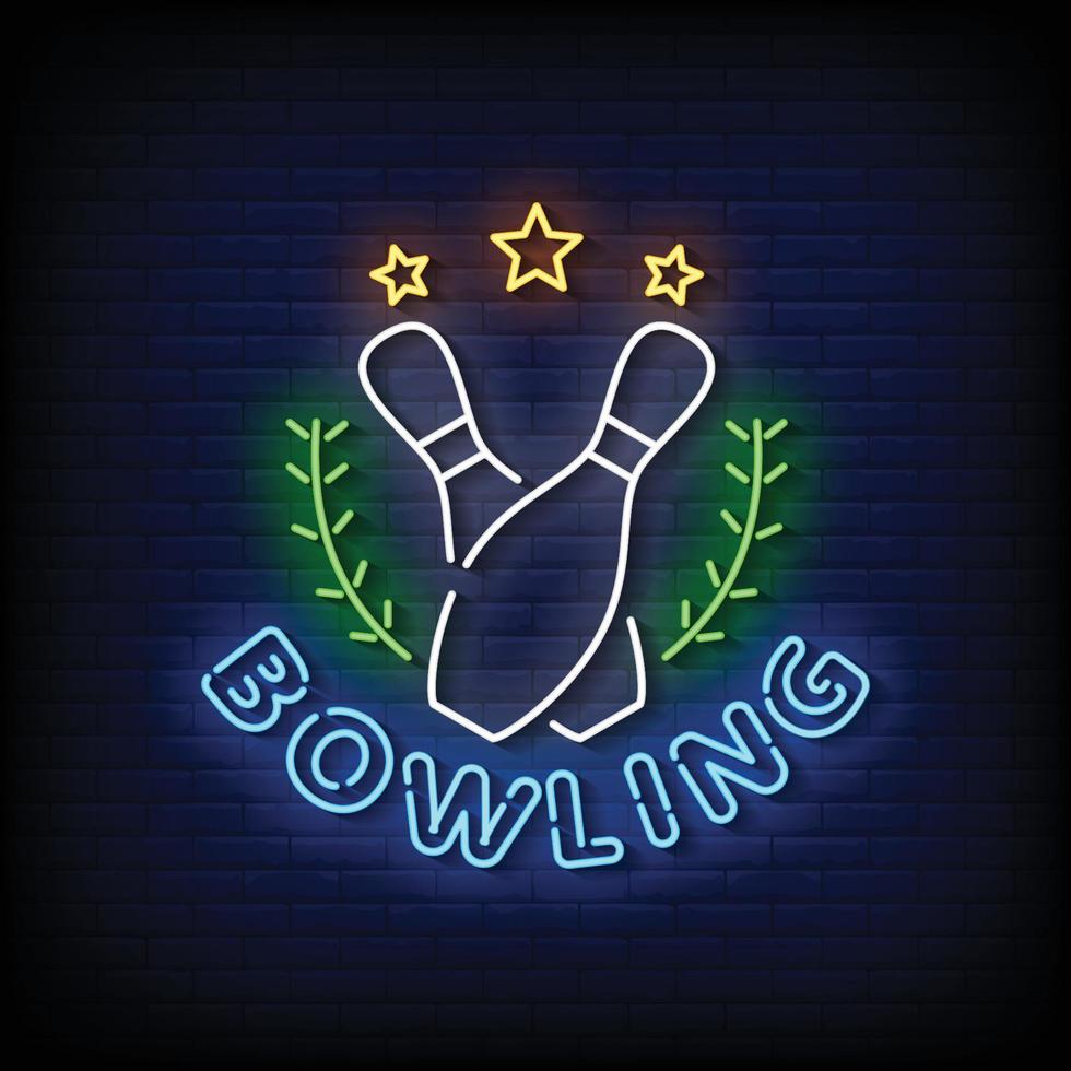 bowling neon tekenen stijl tekst vector