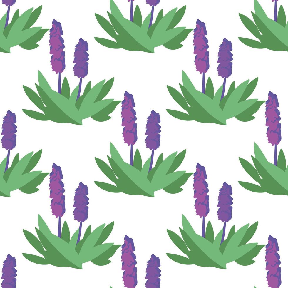 vector naadloos patroon met bloemen violette kleur op witte achtergrond