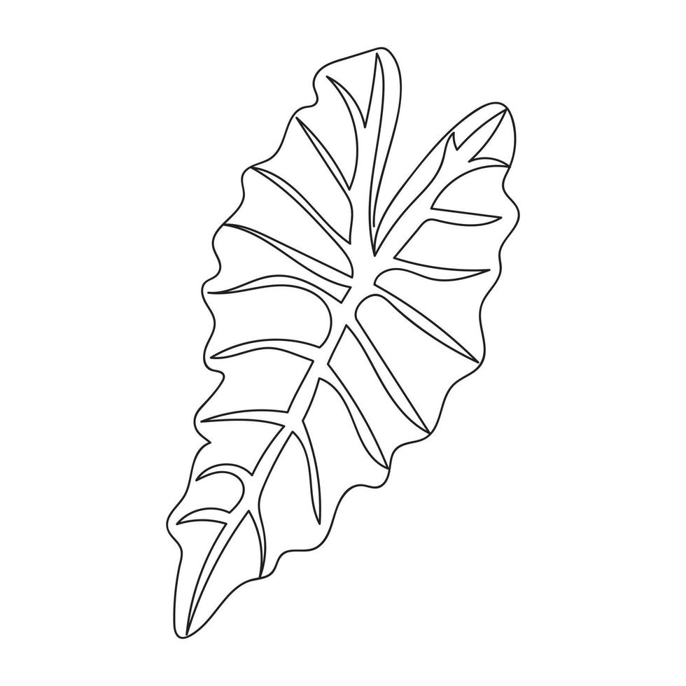één regel continu van bladeren, enkele lijntekeningkunst, tropische bladeren, botanisch blad geïsoleerd, eenvoudig kunstontwerp, abstracte lijn, vector