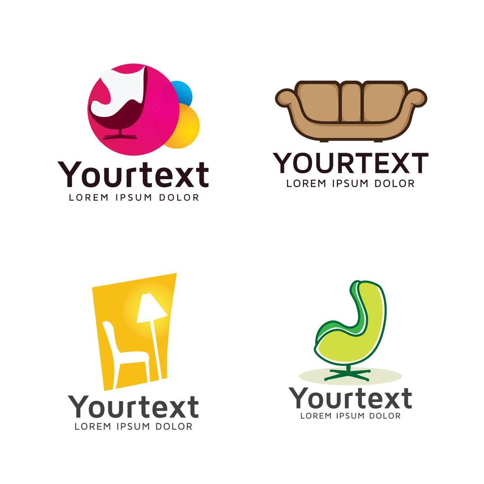 verzameling pictogrammen of logo's voor meubels vector