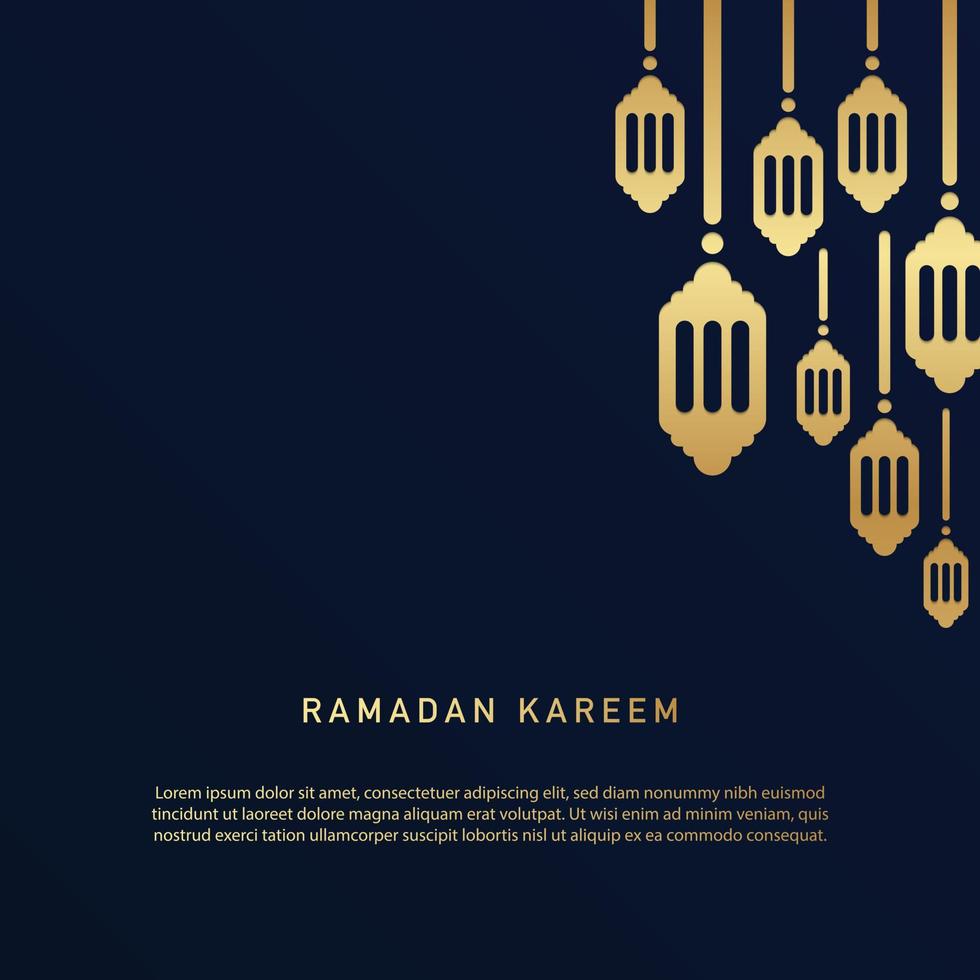 vectorafbeelding van ramadan kareem met lantaarn op donkerblauwe achtergrond vector