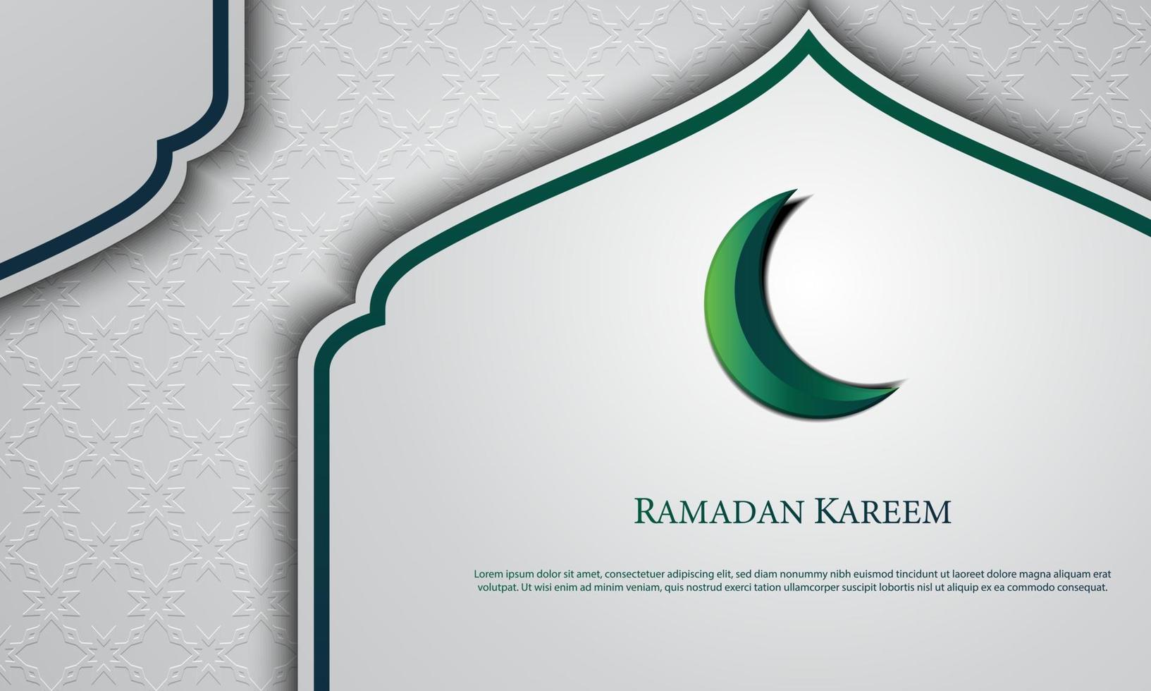 vectorafbeelding van ramadan kareem met groene maan en witte achtergrond. geschikt voor wenskaarten, behang en andere. vector