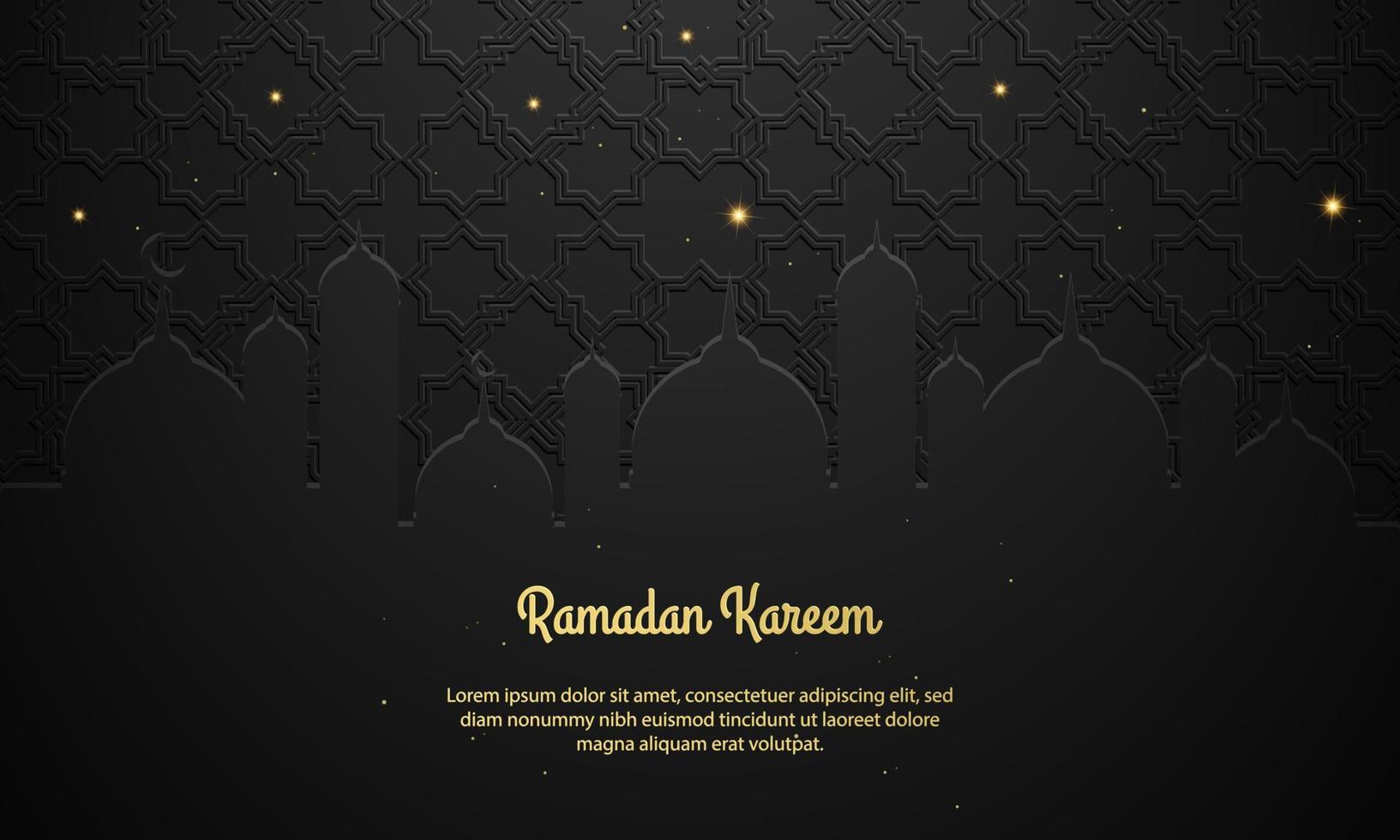 vectorafbeelding van ramadan kareem met silhouet van moskee en sterren. geschikt voor wenskaarten, behang en andere. vector