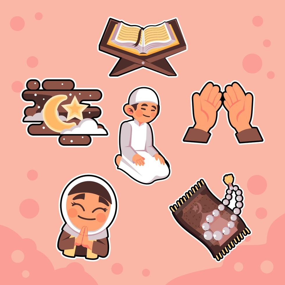 activiteit van ramadan stickerpakket vector