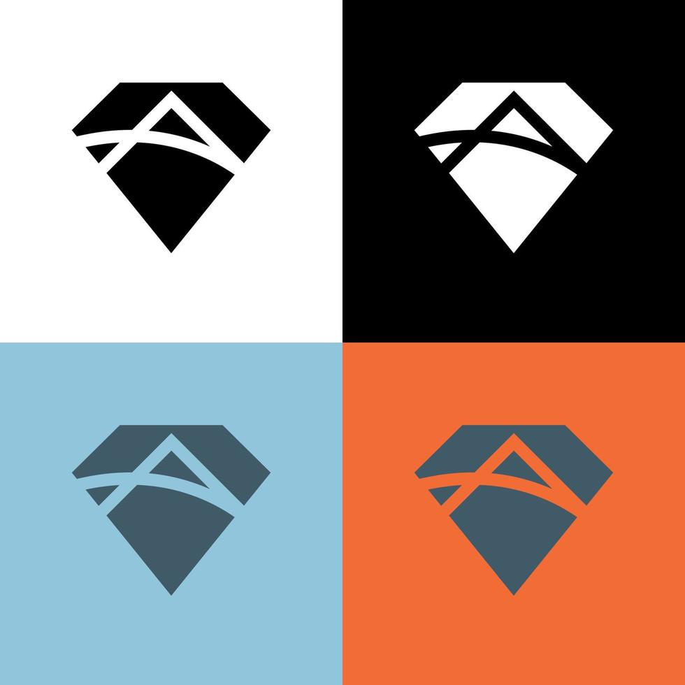 brief een logo-ontwerpsjabloon. letter a met diamant combinatie. vector