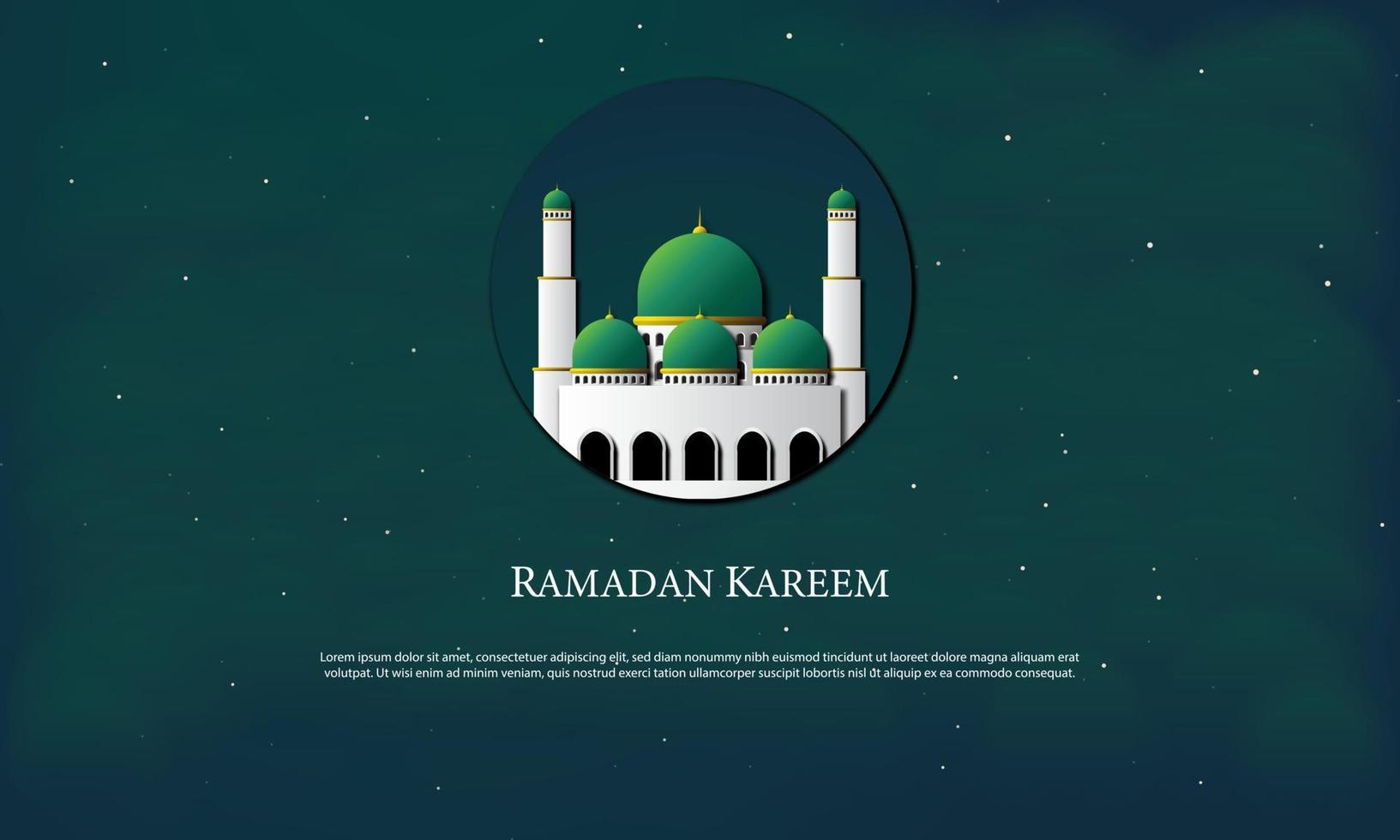 vectorafbeelding van ramadan kareem met moskee en groene achtergrond. geschikt voor wenskaarten, behang en andere. vector