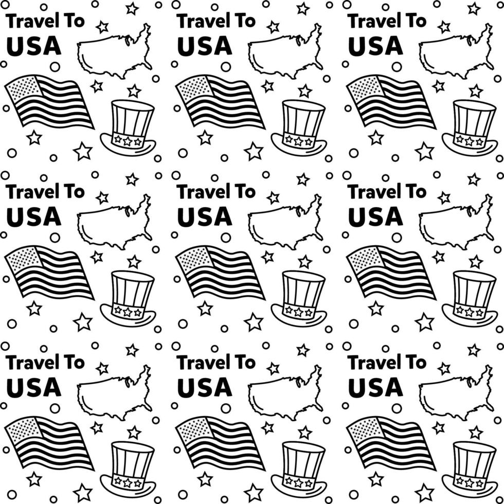reis naar de VS doodle naadloos patroon vector design
