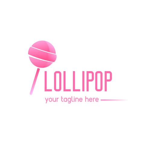 Roze logo met een lolly. Snoep op een stokje. Snoepwinkeltje. Vectorillustratie platte verloop vector