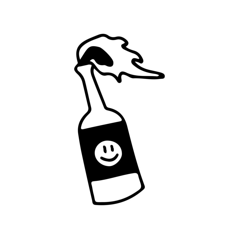 molotovcocktails met glimlachemoji, illustratie voor t-shirt, sticker of kledingskoopwaar. met doodle, retro en cartoonstijl. vector