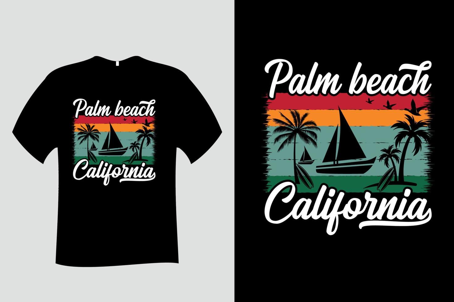 palm beach californië zomer t-shirt vector