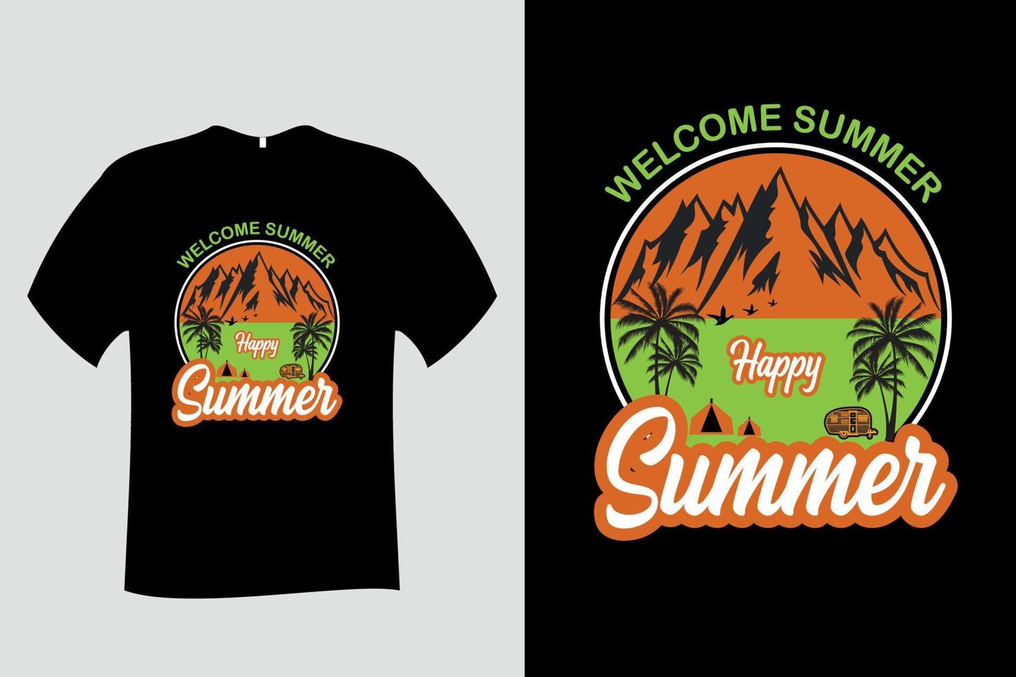 welkom zomer gelukkig zomer t-shirt vector