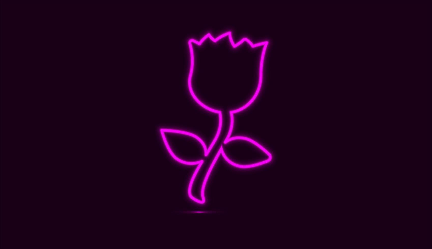 roze bloem in neon paarse kleur geïsoleerd op een donkere achtergrond. vector illustratie