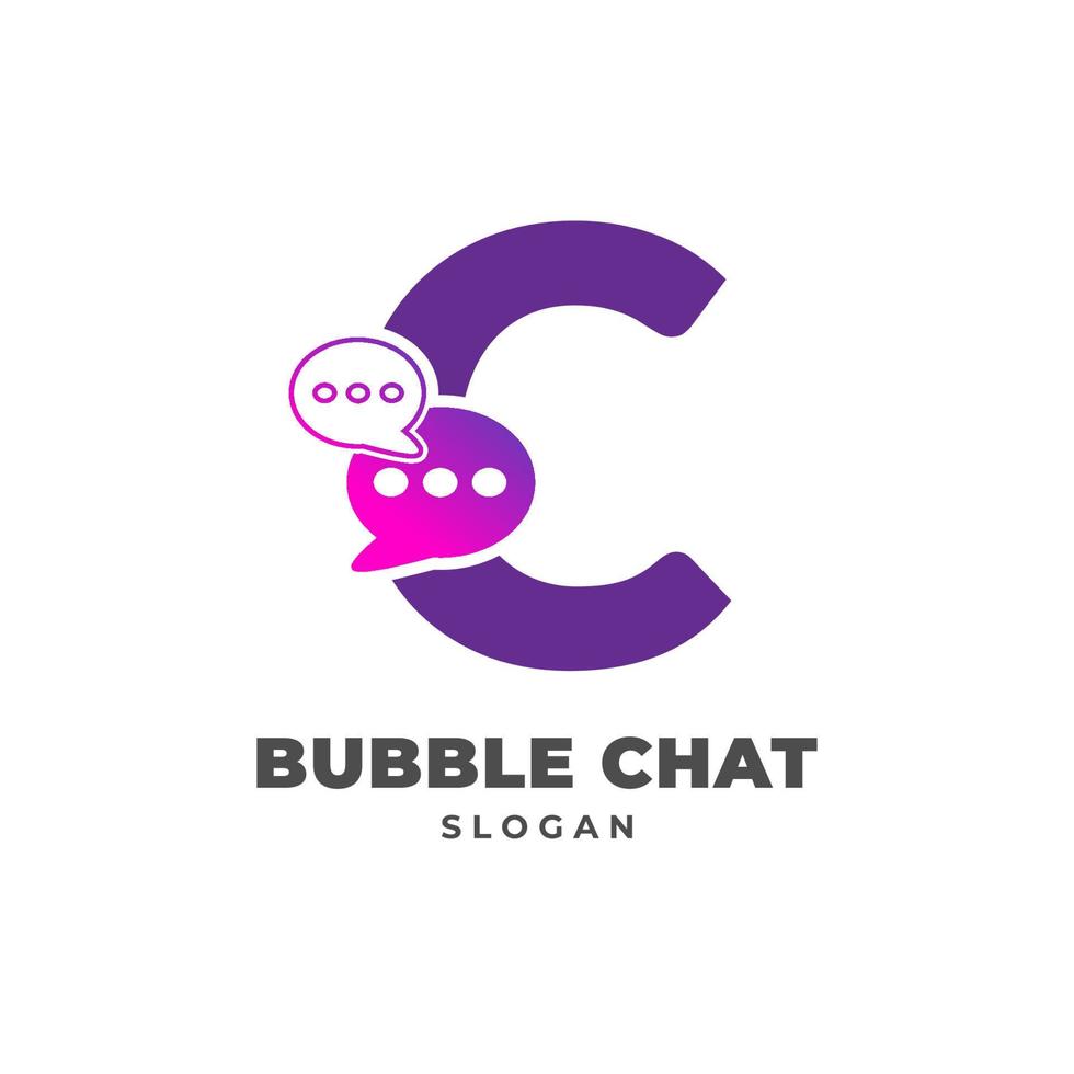 letter c met bubble chat decoratie vector logo ontwerp