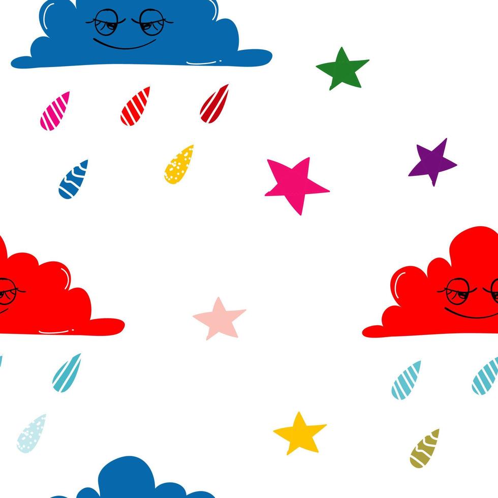 schattig naadloos ruimtepatroon met maan, sterren en wolk. creatieve nachtstijl kinderen voor het inpakken van textiel textiel behang kleding achtergrond kinderen vector