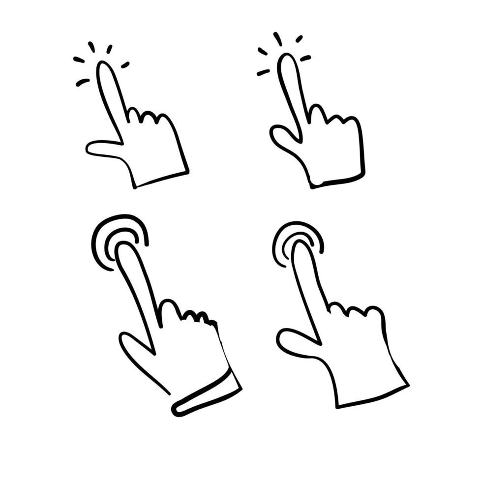 handgetekende handaanwijzer klik op pictogram doodle illustratie vector