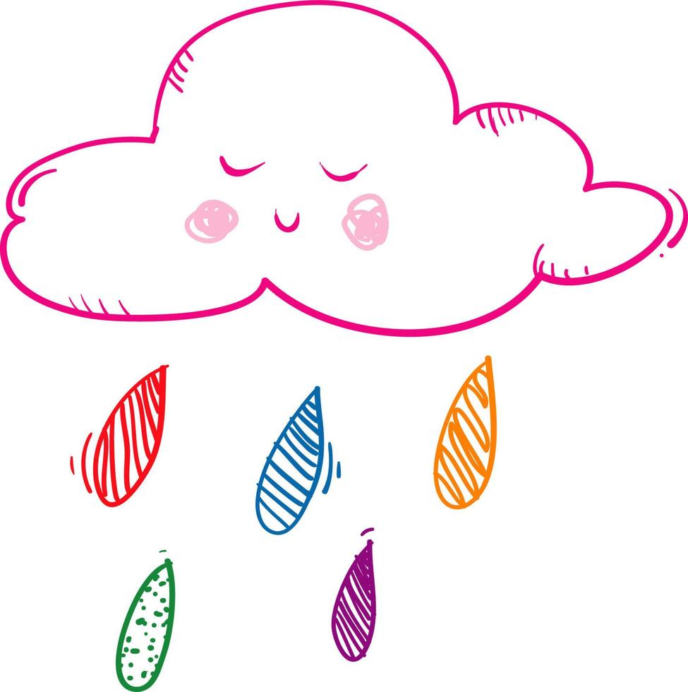 schattige wolk regen handgetekende doodle stijl voor kind, baby, stof, behang vector