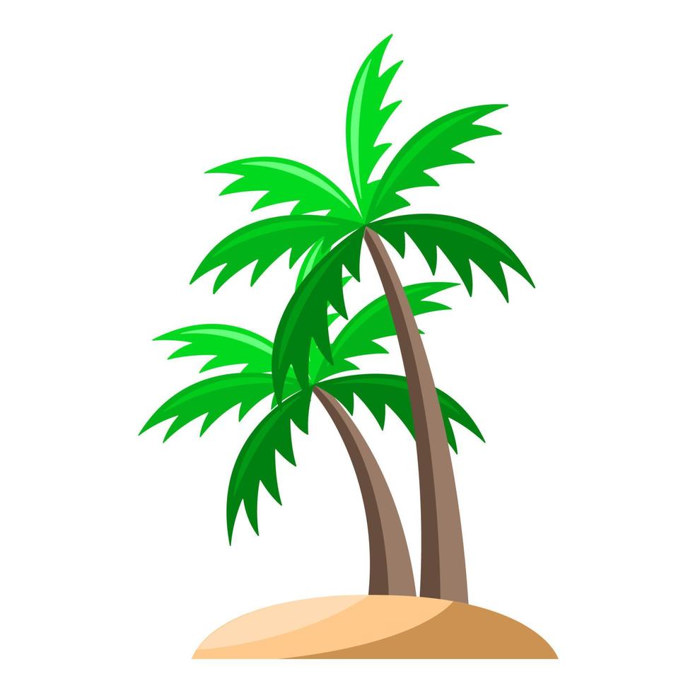 twee palmbomen platte cartoon geïsoleerde witte achtergrond vector