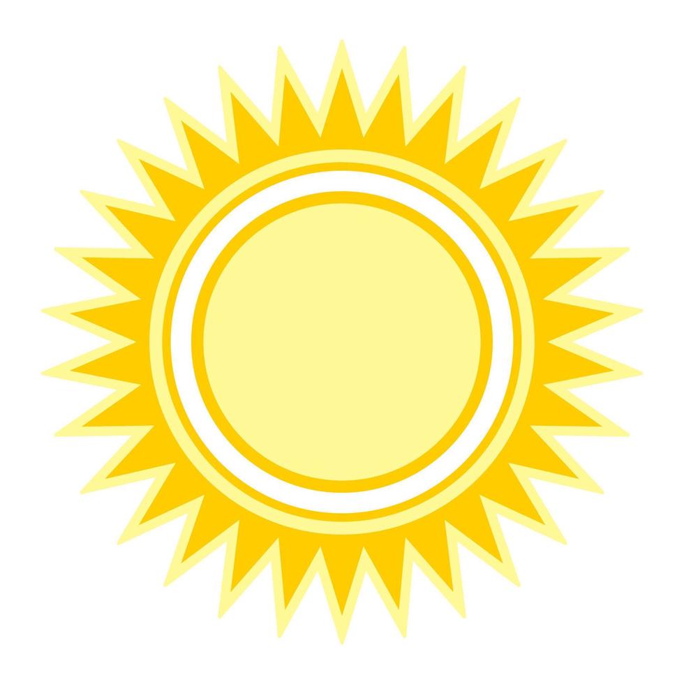 gele zon platte cartoon geïsoleerde witte achtergrond vector