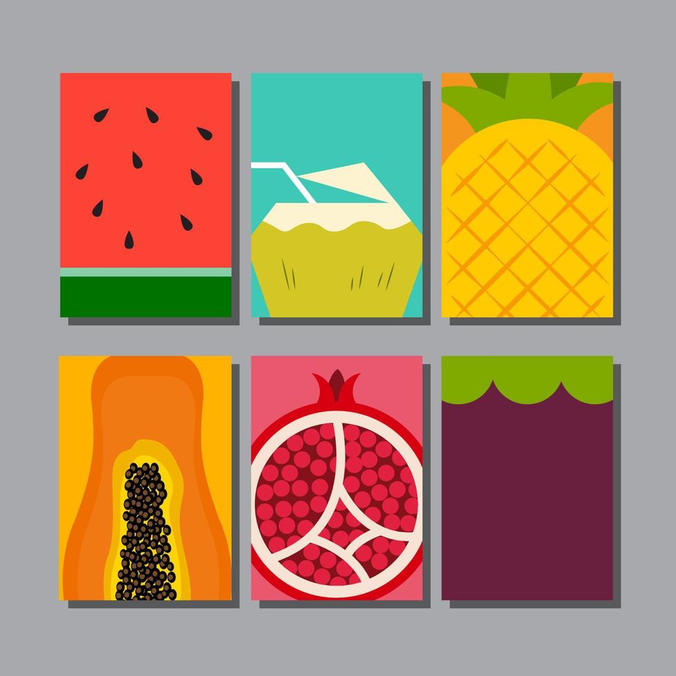 fruit tropische illustratie, zomer, banner ontwerpsjabloon, platte vector