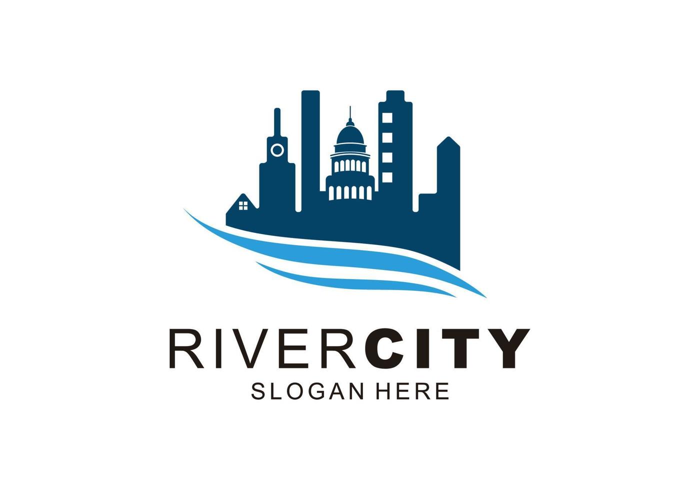 rivier stad stad logo sjabloon vector