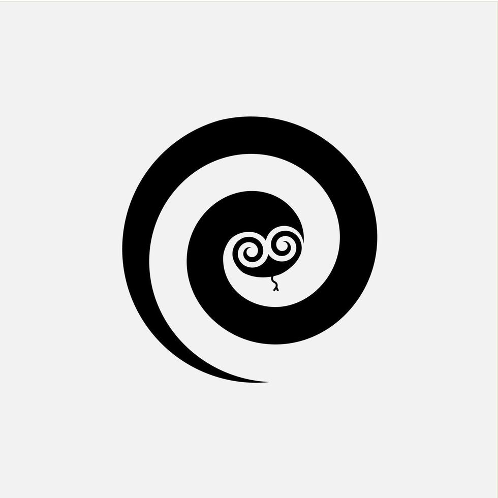 spiraal en slang hoofd logo pictogram vector ontwerpsjabloon