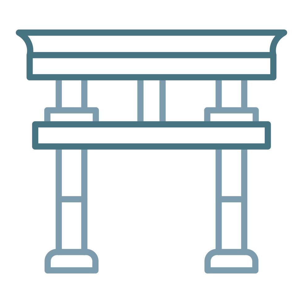 torii poort lijn twee kleuren icoon vector
