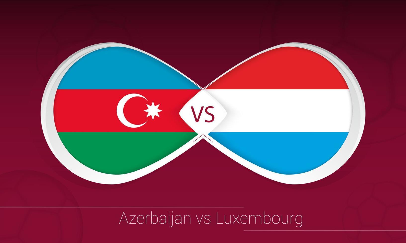 azerbeidzjan vs luxemburg in voetbalcompetitie, groep a. versus pictogram op voetbal achtergrond. vector