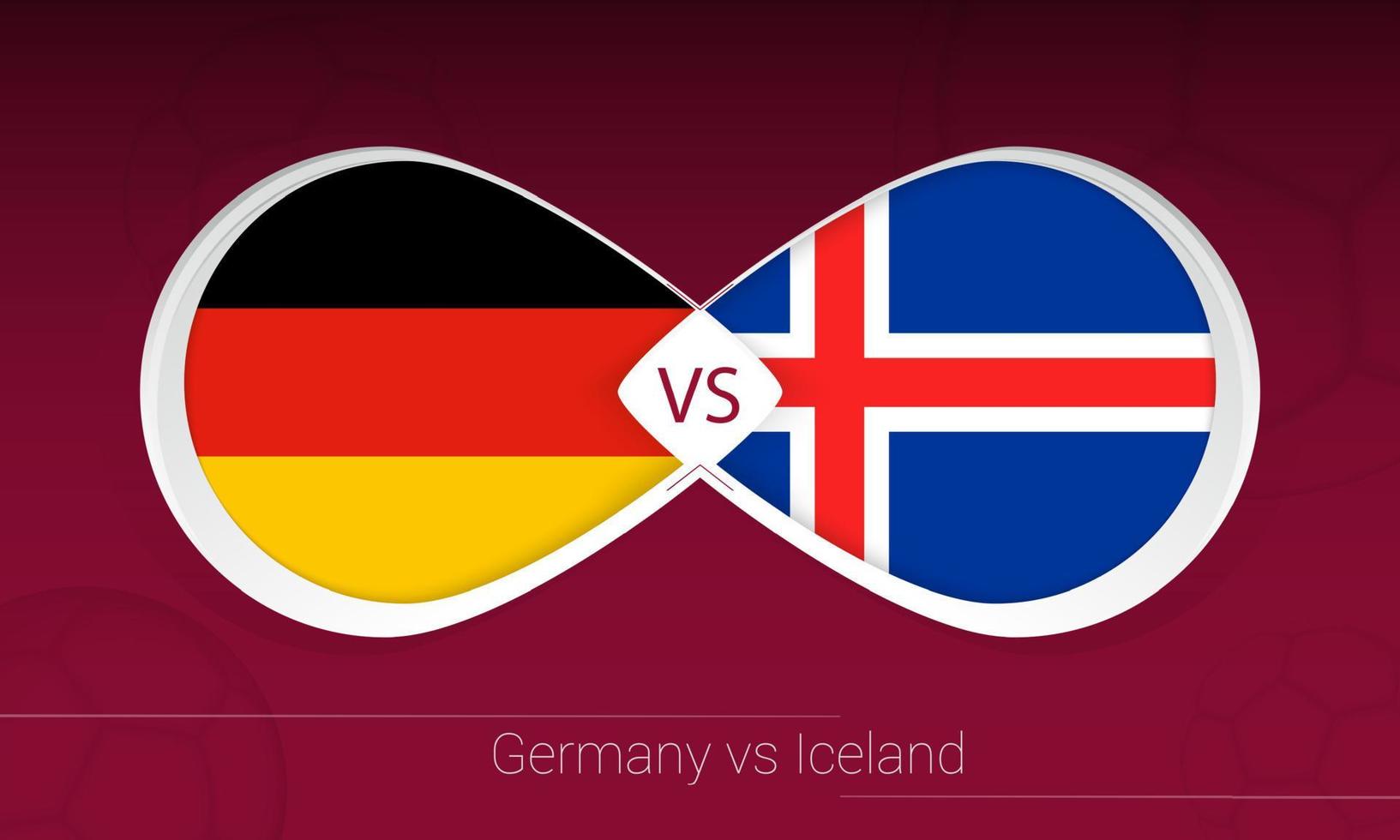 duitsland vs ijsland in voetbalcompetitie, groep j. versus pictogram op voetbal achtergrond. vector