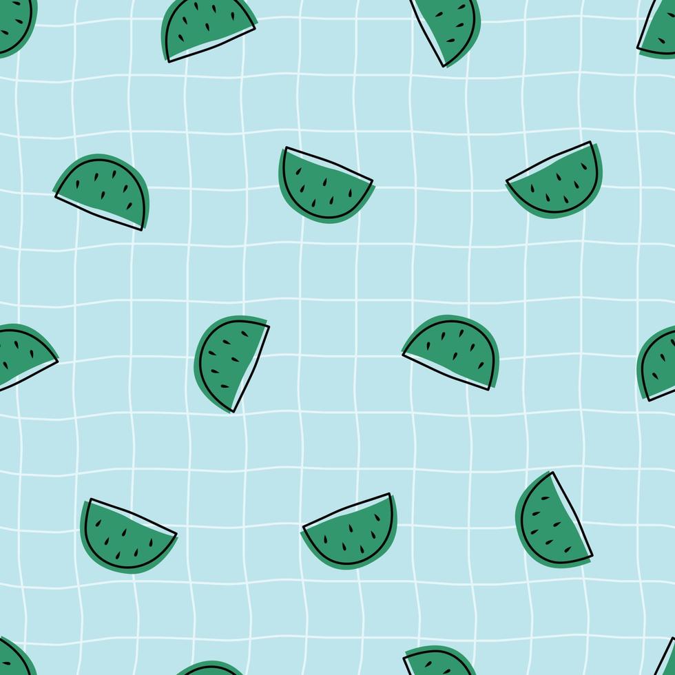 kwekerij naadloze patroon watermeloen op een mesh achtergrond gebruik voor prints, behang, textiel, vector illustraties