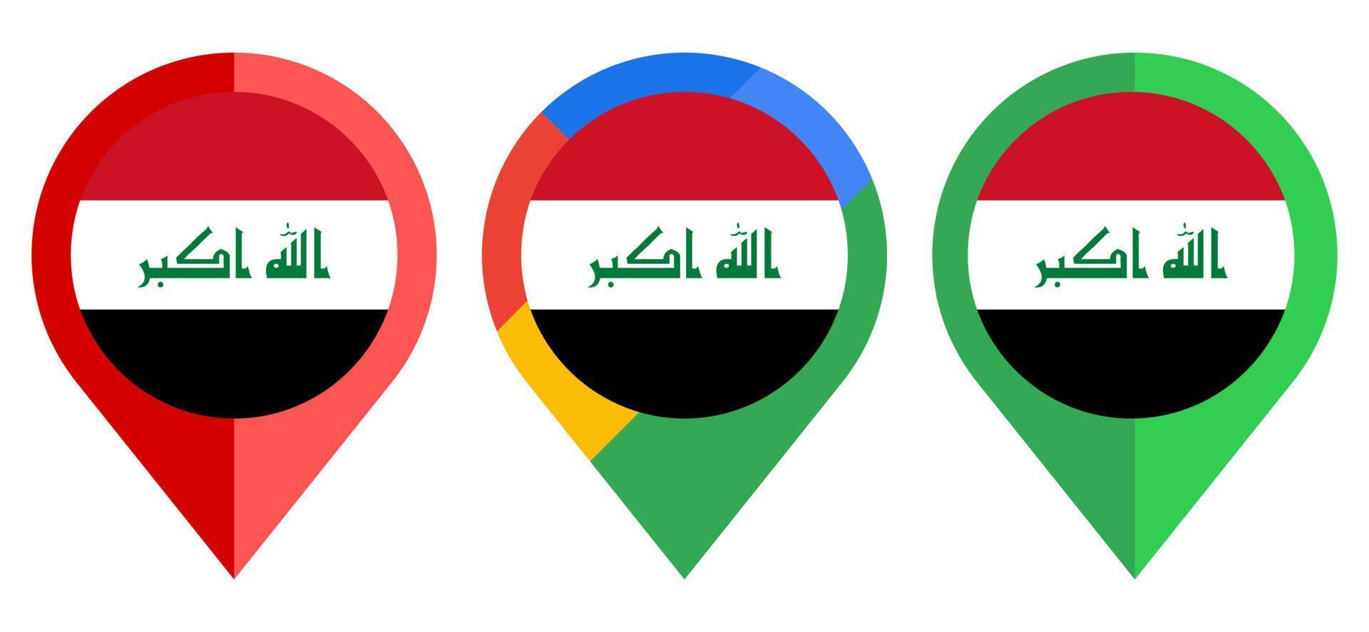 platte kaartmarkeringspictogram met de vlag van Irak geïsoleerd op een witte achtergrond vector