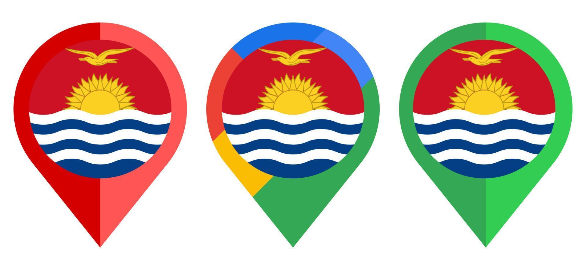 platte kaartmarkeringspictogram met kiribati-vlag op een witte achtergrond vector