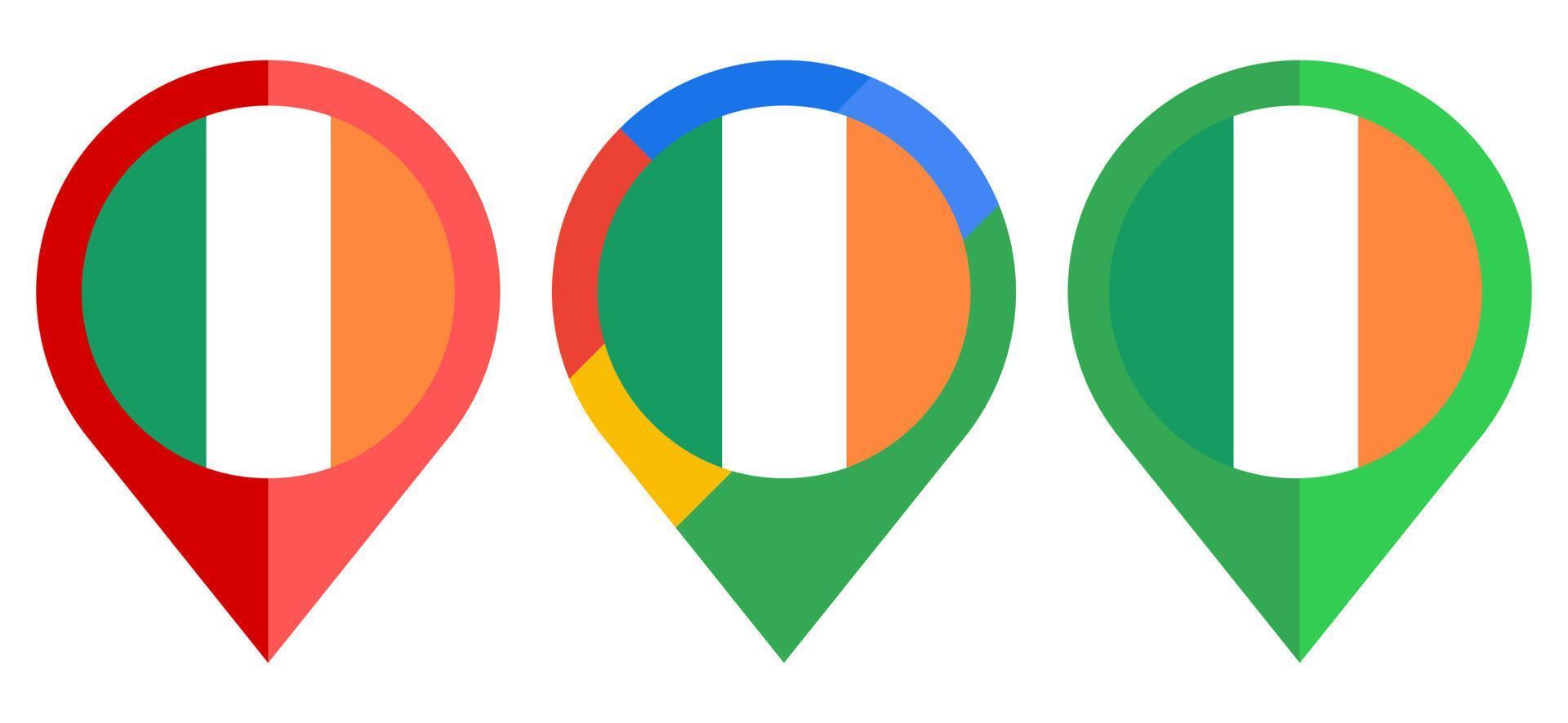 platte kaart marker icoon met ierland vlag geïsoleerd op een witte achtergrond vector