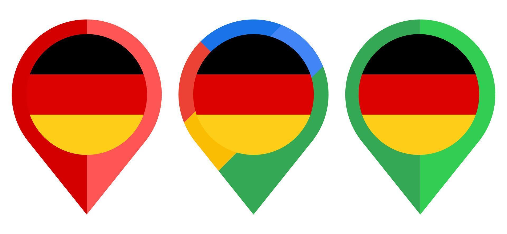 platte kaartmarkeringspictogram met de vlag van Duitsland op een witte achtergrond vector