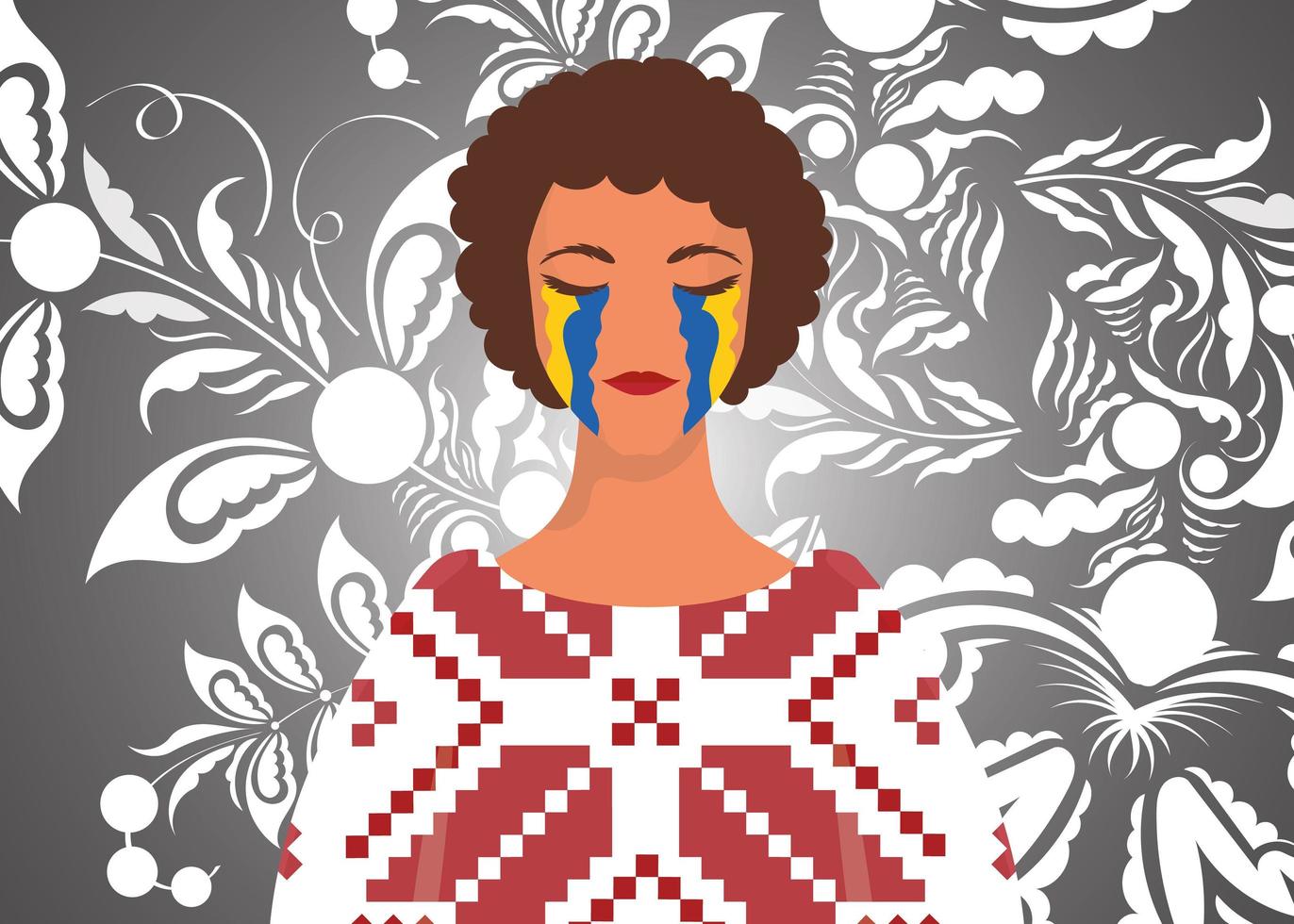 het meisje huilt in de stroom. bid voor Oekraïne. stop de Oorlog. vectorillustratie. vector