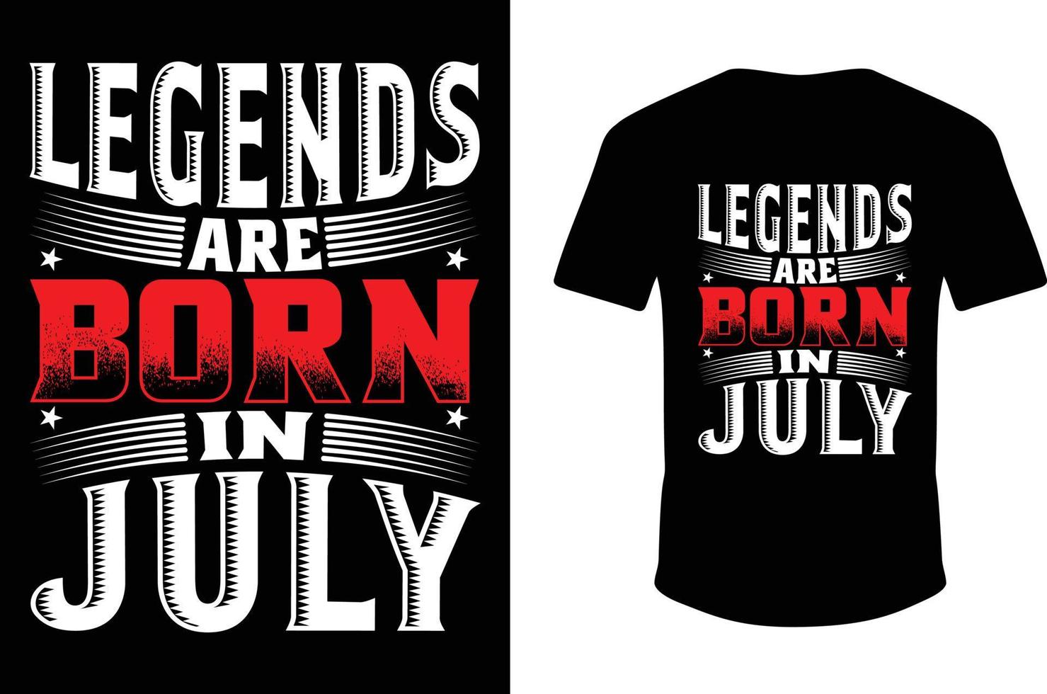 legendes worden geboren in juli. legendes geboren t-shirt vector