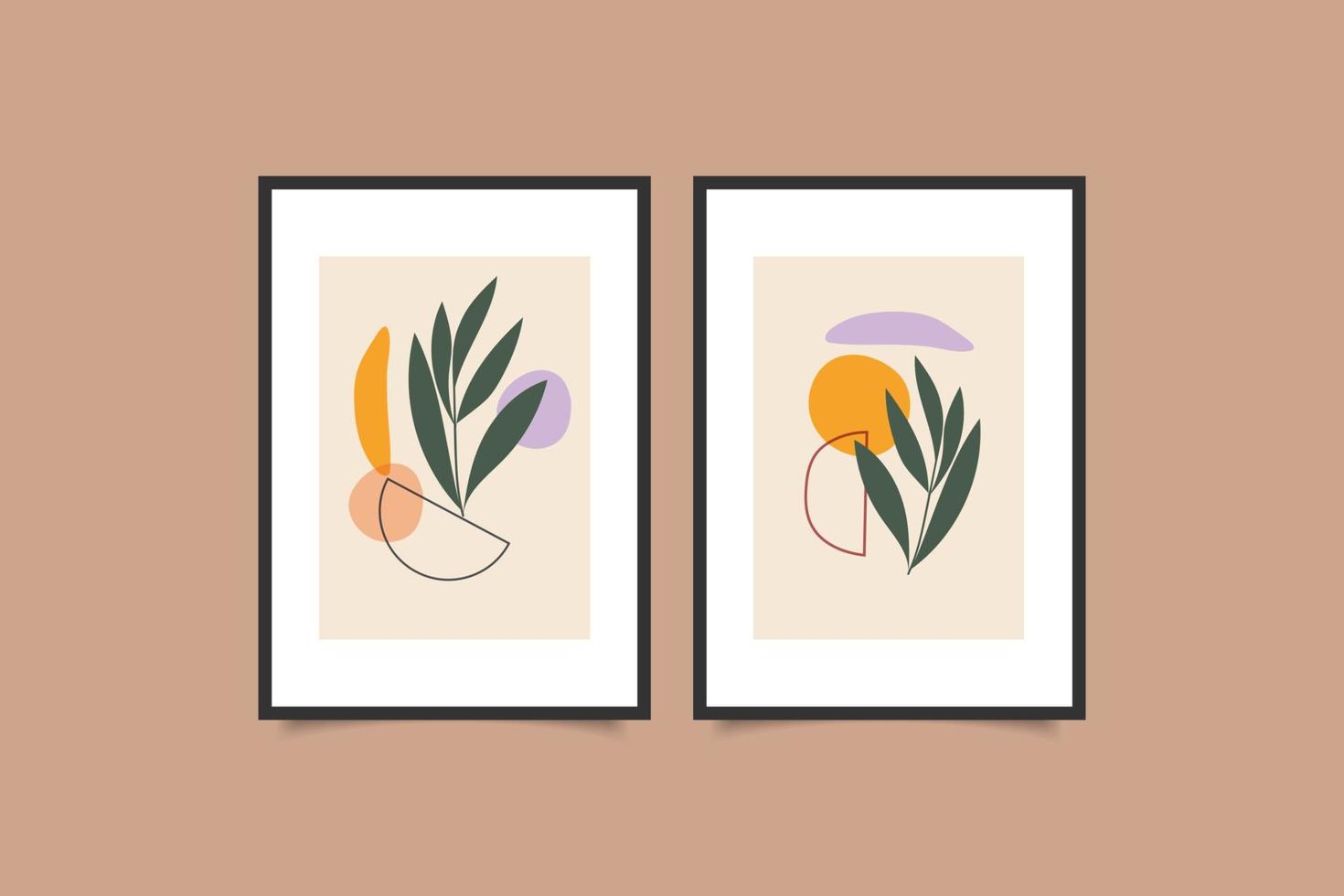 set van moderne minimalistische handgetekende kunstposter kunstcollectie aan de muur vector