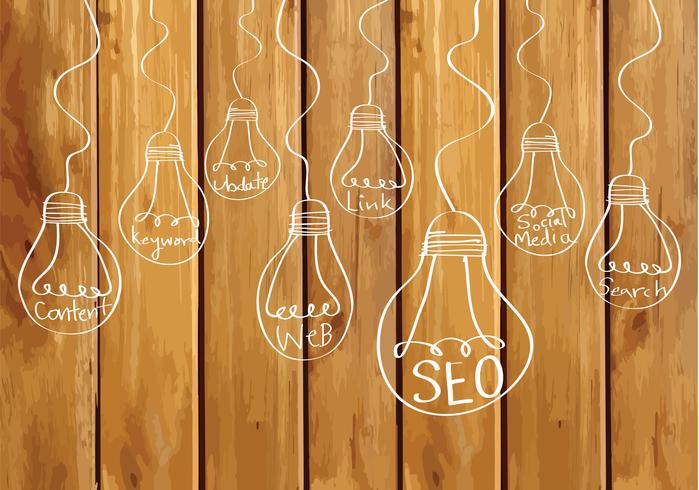 Seo Idea SEO Search Engine Optimization op de houten illustratie van de achtergrondplankentextuur vector