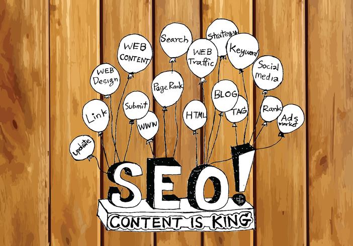 Seo Idea SEO Search Engine Optimization op de houten illustratie van de achtergrondplankentextuur vector