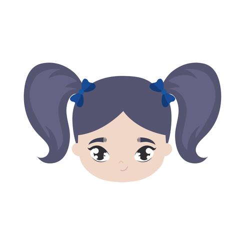 hoofd van schattig klein meisje avatar karakter vector