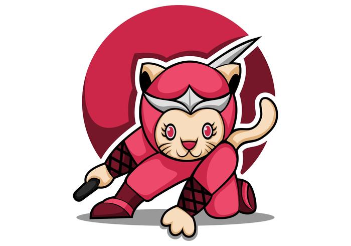 kat ninja mascotte vector