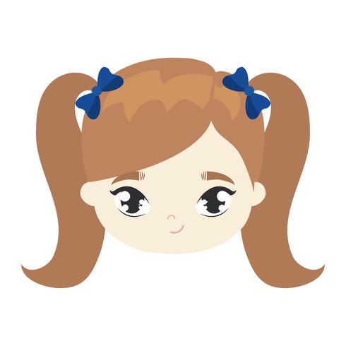 hoofd van schattig klein meisje avatar karakter vector