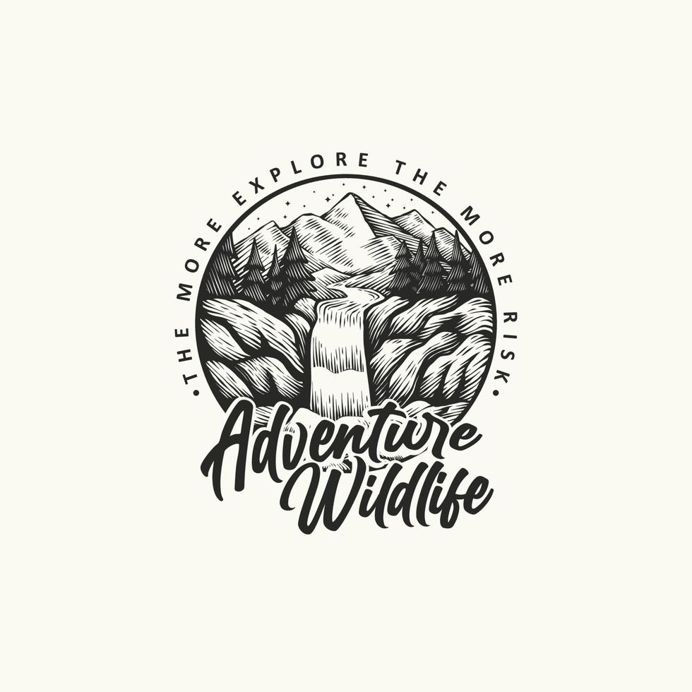 avontuur wildlife hand tekenen vector illustratie sjabloonontwerp op witte achtergrond