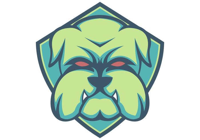 bulldog groen schild esport mascotte vector