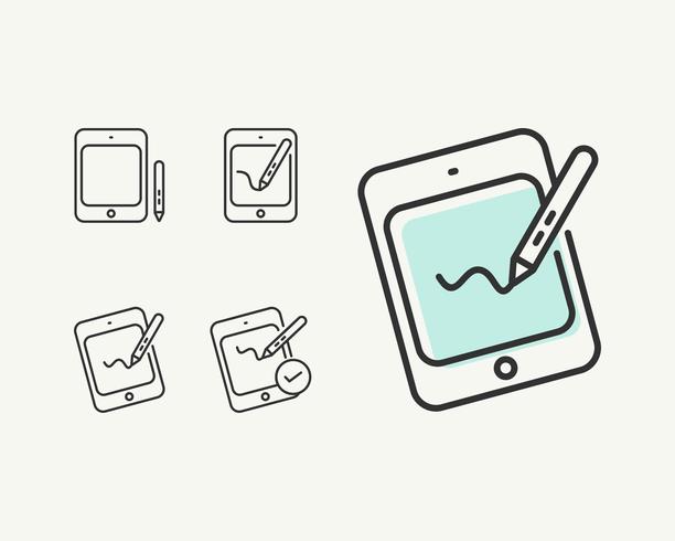 Eenvoudige Tablet of Pen Tab Flat Icon Vector